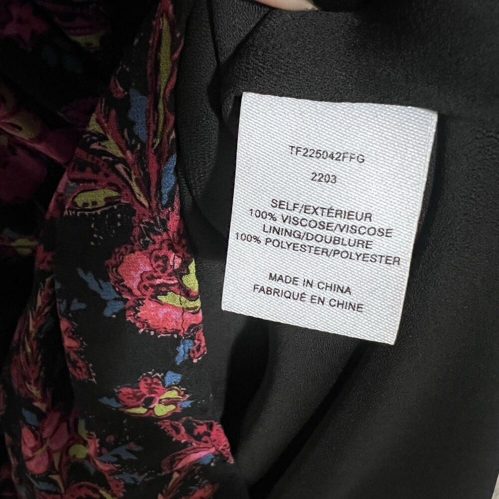 Derek Lam 10 Crosby Tracy Floral Chiffon Midi Dress Size 10 Black Pink - Picture 10 of 13